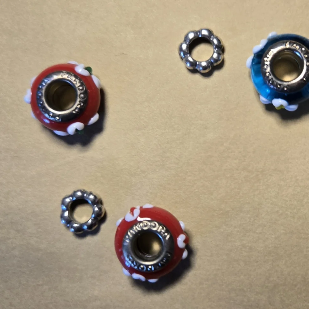 Pandora Murano glass charm beads and sterling silver spacers. Retired - Picture 9 of 16